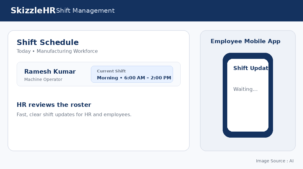 Real-time employee shift change notification using HRMS- Shiftmanagement software
